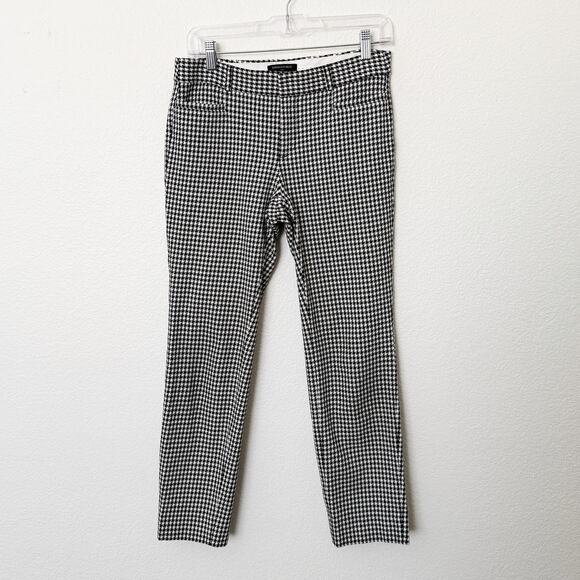[Banana Republic] Black Houndstooth Plaid Stretch Sloan Slim Ankle Pants Size 2 - Picture 2 of 11